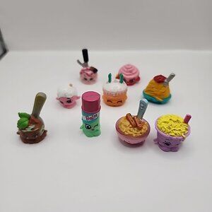 Shopskins Mini Toy Lot Of 9 Pieces Plus Small House Noodles Lip Balm Ice Cream
